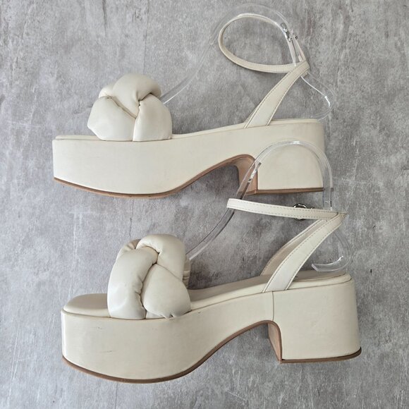 Jeffrey Campbell Platform Sandals 8 Braided Padded Y2K Dressy Chunky Block Heel - Picture 6 of 11